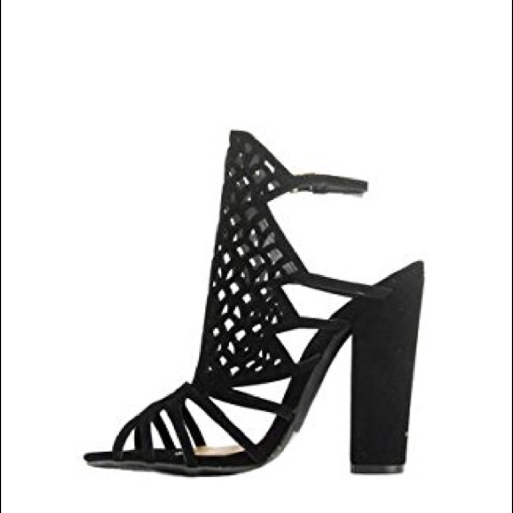 SOLD Black cutout block heels 6.5 - Picture 2 of 3